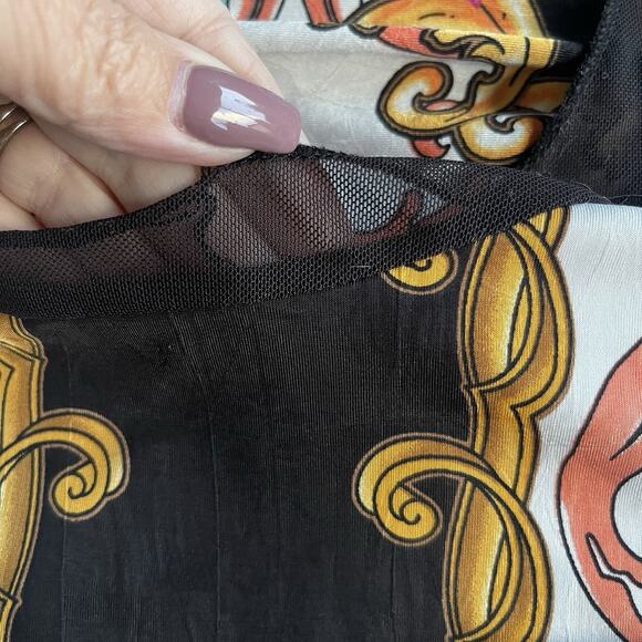 From the Heart Womens Blouse Large Trudy Colorful Floral Stretch Asymmetrical - Picture 4 of 11